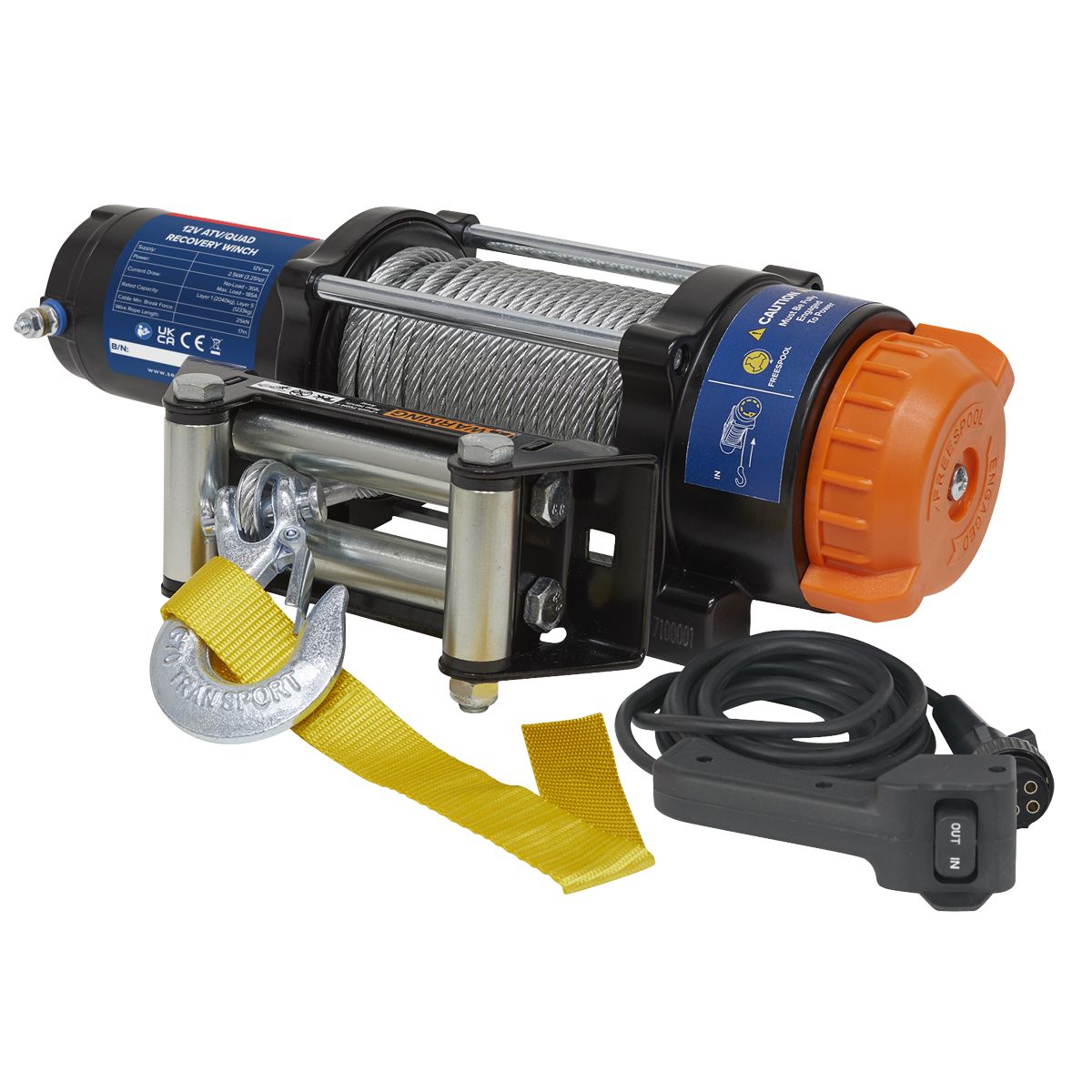 Sealey ATV/Quad Recovery Winch 2040kg (4500lb) Line Pull 12V - Image 3