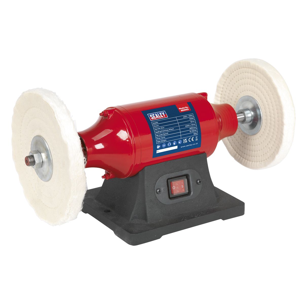 Sealey 200mm Bench Mounting Buffer Polisher 550W/230V - Image 3