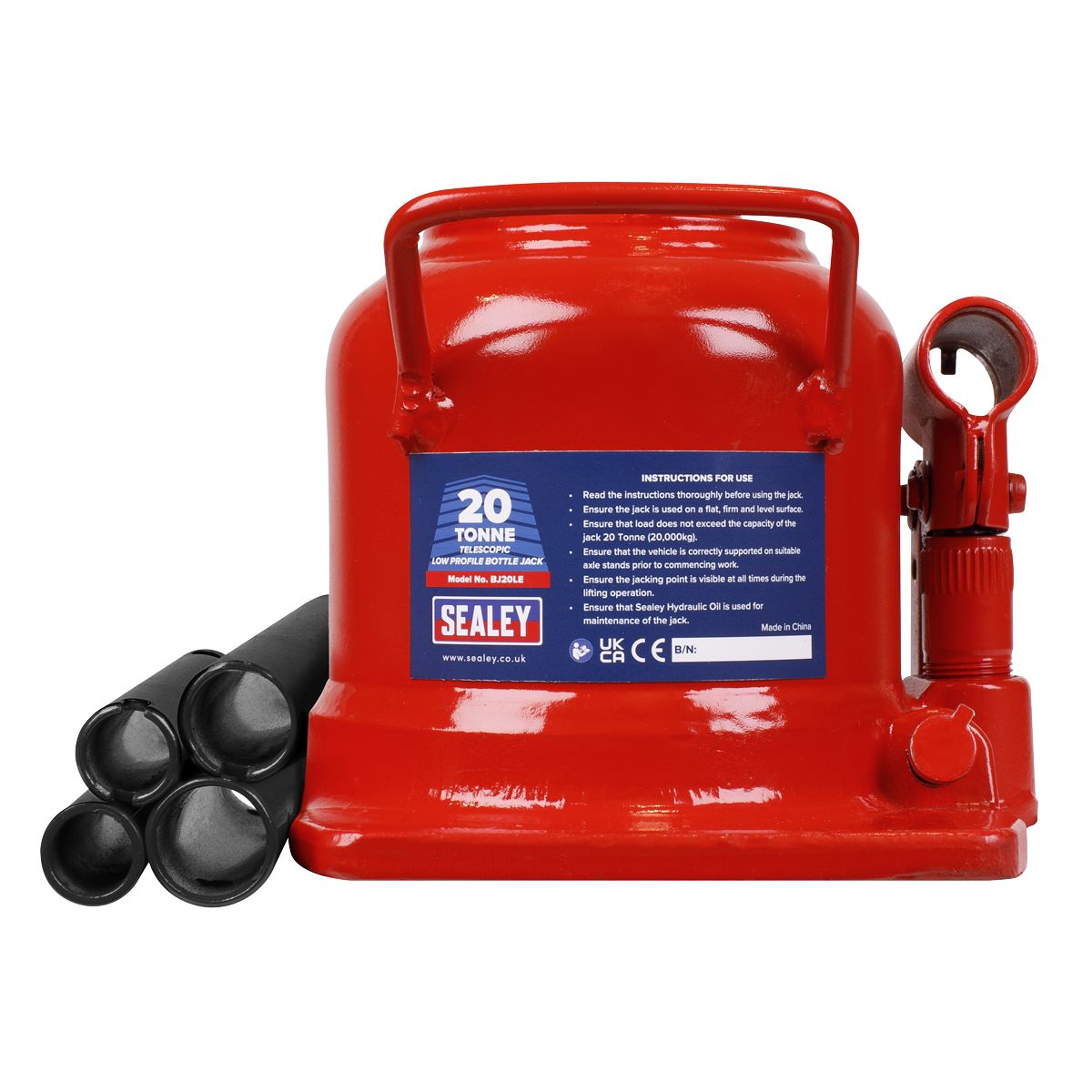 Sealey Low Profile Telescopic Bottle Jack 20 Tonne - Image 5