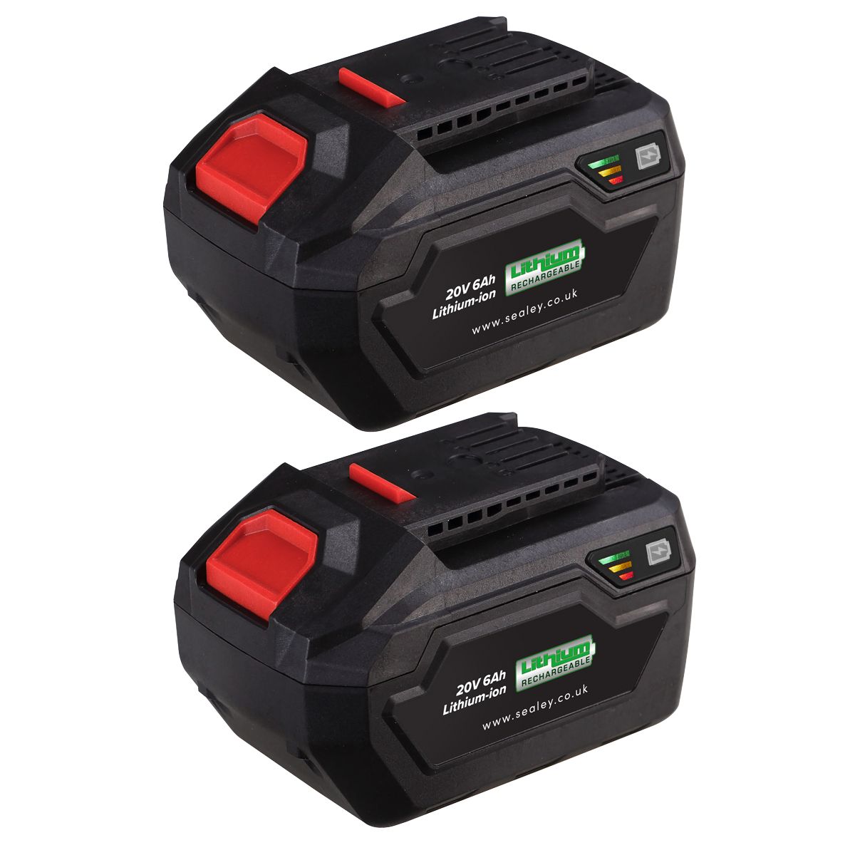 Sealey SV20 Series Power Tool Battery 20V 6Ah - Pack of 2 - Image 1