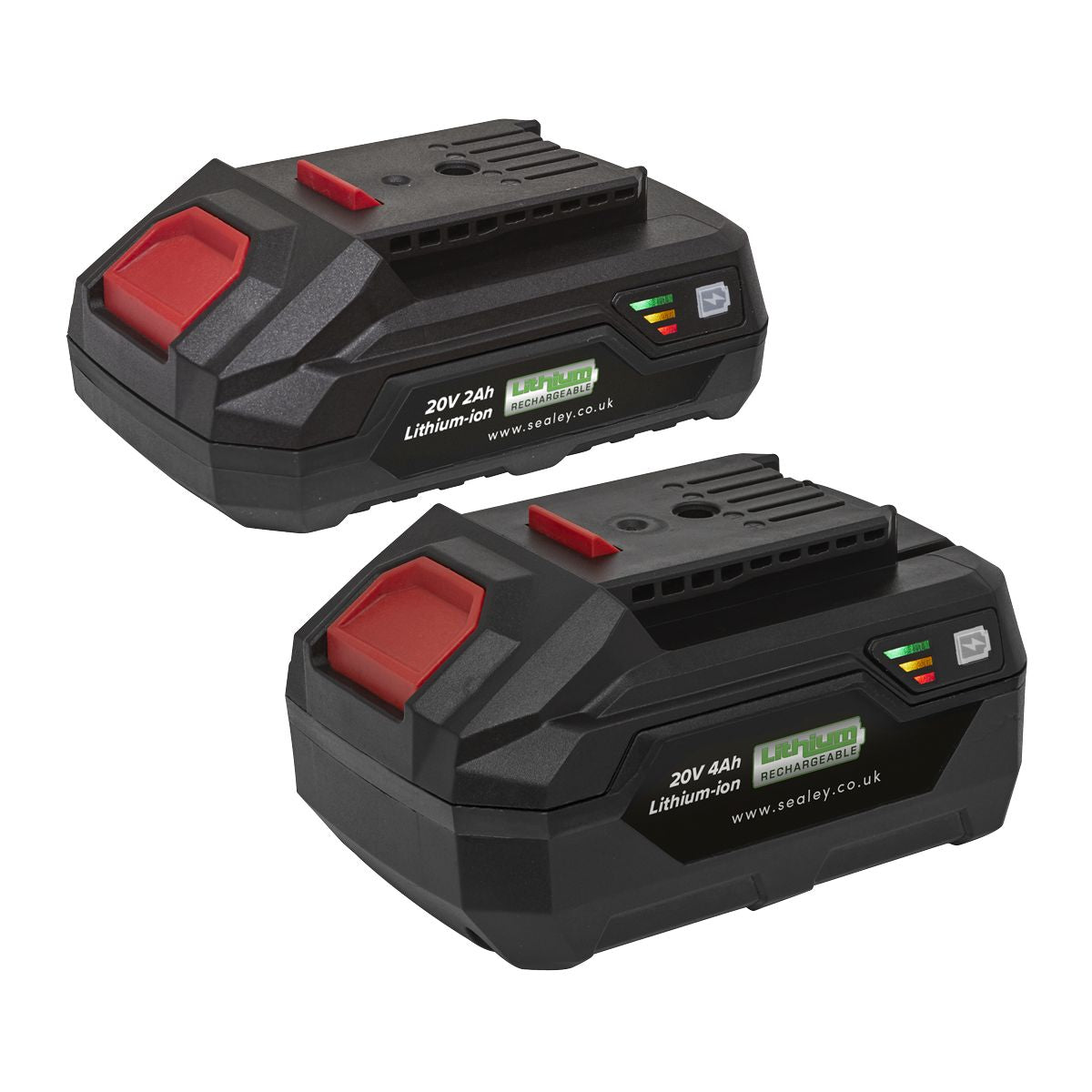 Sealey SV20 Series Power Tool Battery 20V 2Ah & 4Ah - Pack of 2 - Image 1