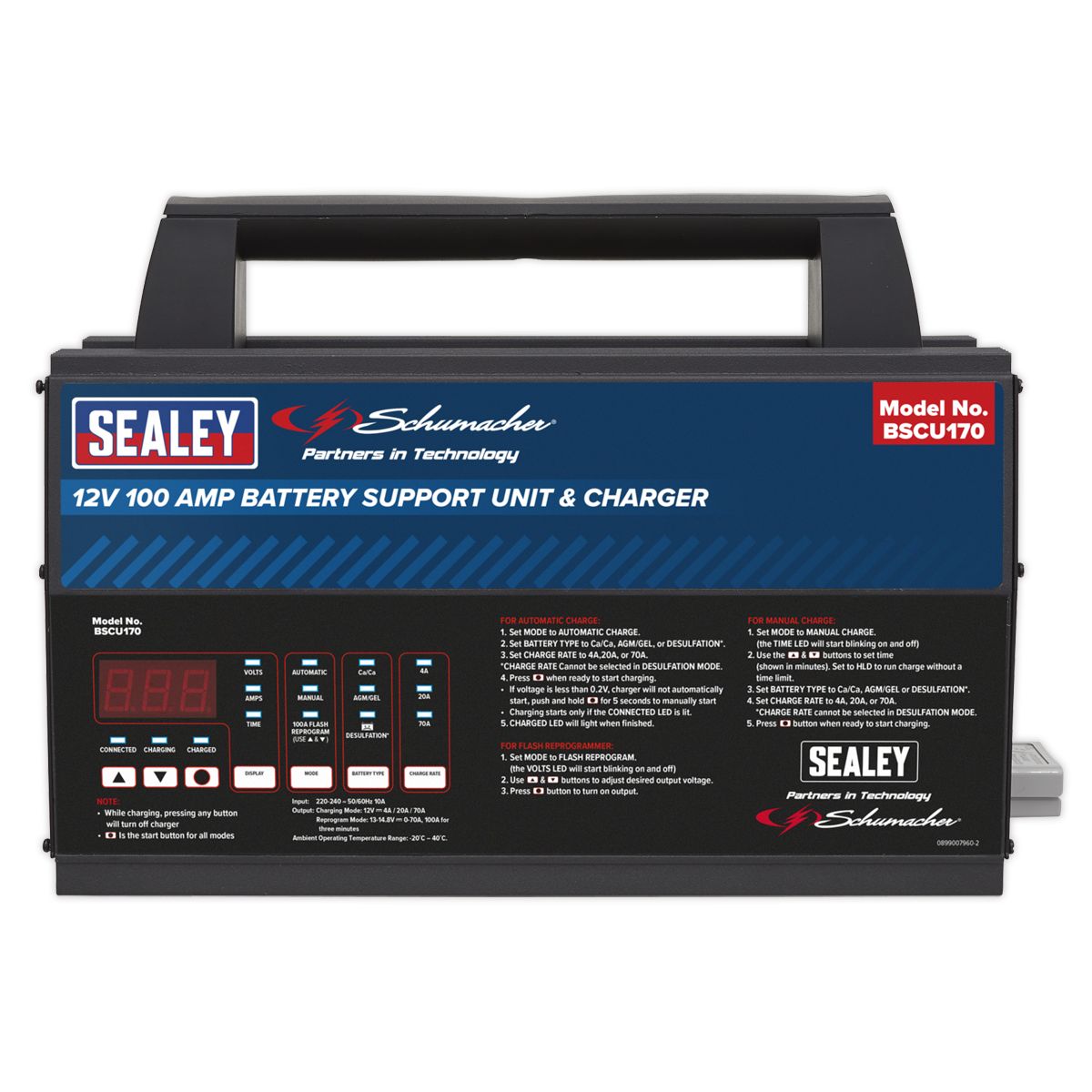 Sealey 12V Battery Support Unit & Charger 100A - Image 4