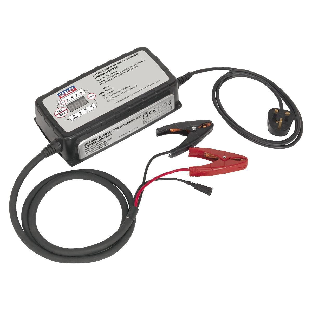 Sealey 12V-25A/24V-12.5A Battery Support Unit & Charger - Image 5