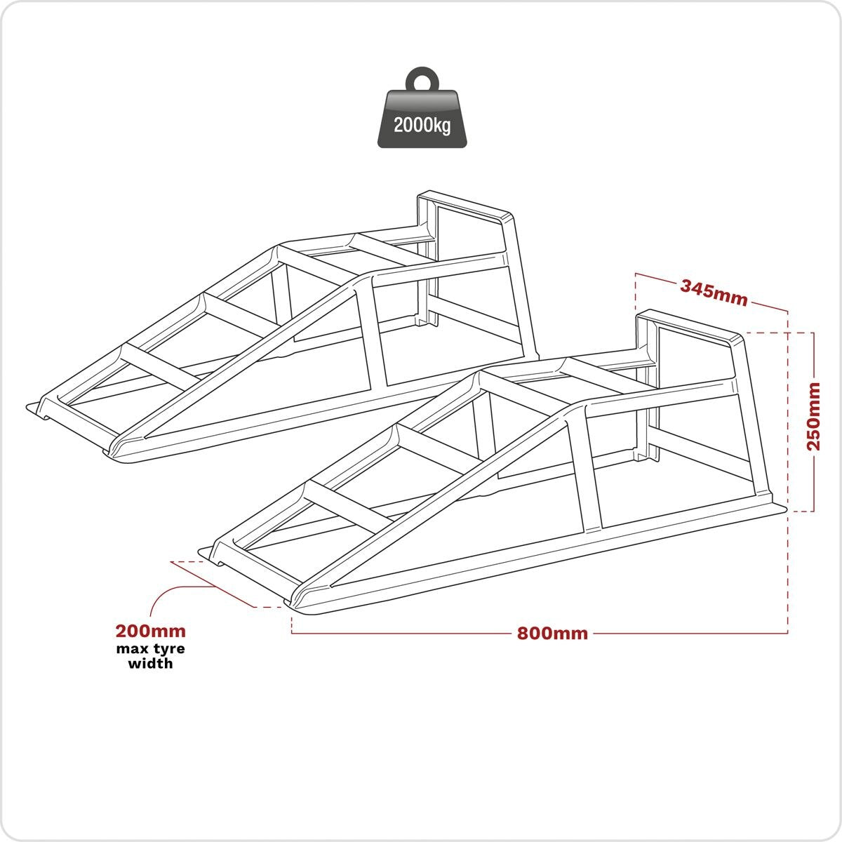 Sealey Car Ramps 1 Tonne Capacity per Ramp 2 Tonne Capacity per Pair - Image 4