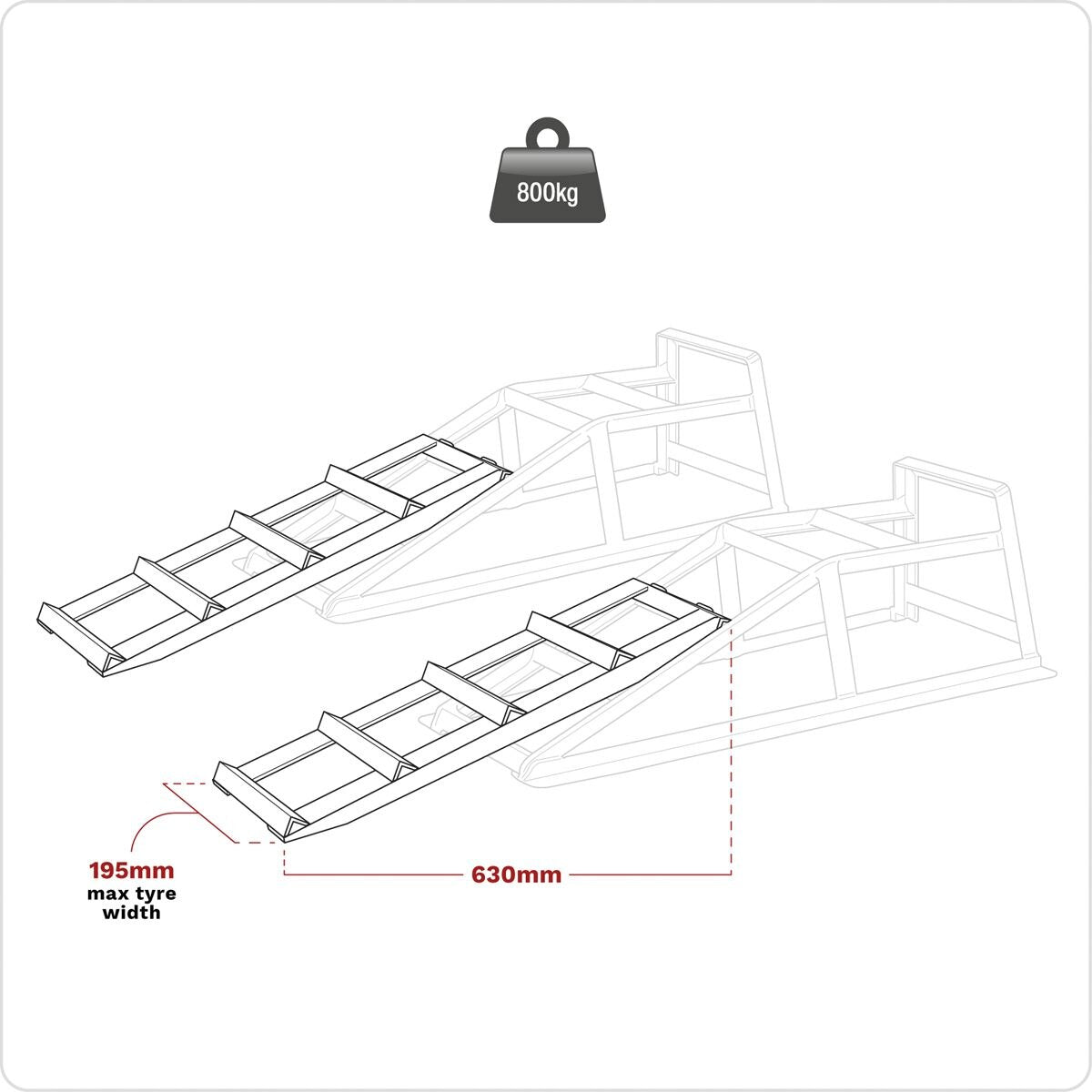 Sealey Car Ramp Extensions 400kg Each/800kg per Pair - Image 2