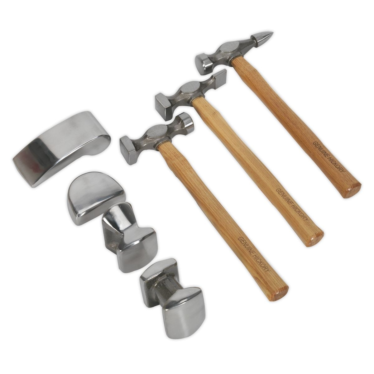 Sealey Drop-Forged Panel Beating Set with Hickory Shafts 7pc - Image 1