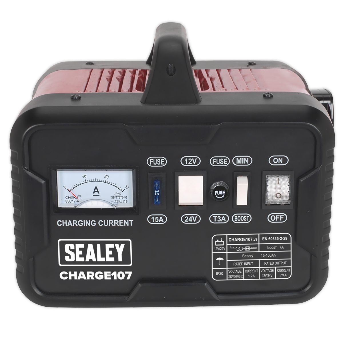 Sealey 12/24V Battery Charger 11A 230V - Image 3
