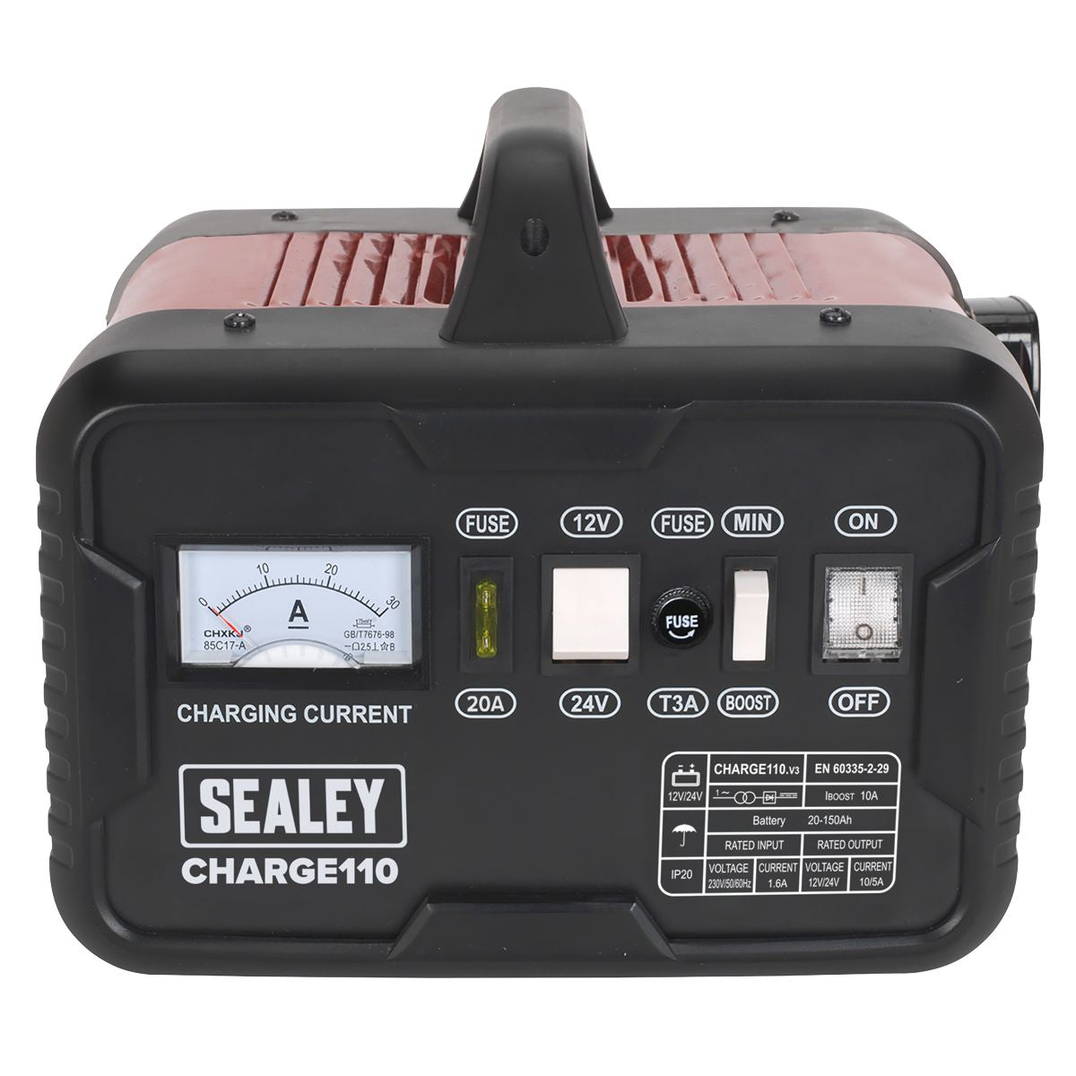 Sealey 12/24V Battery Charger 14A 230V - Image 3