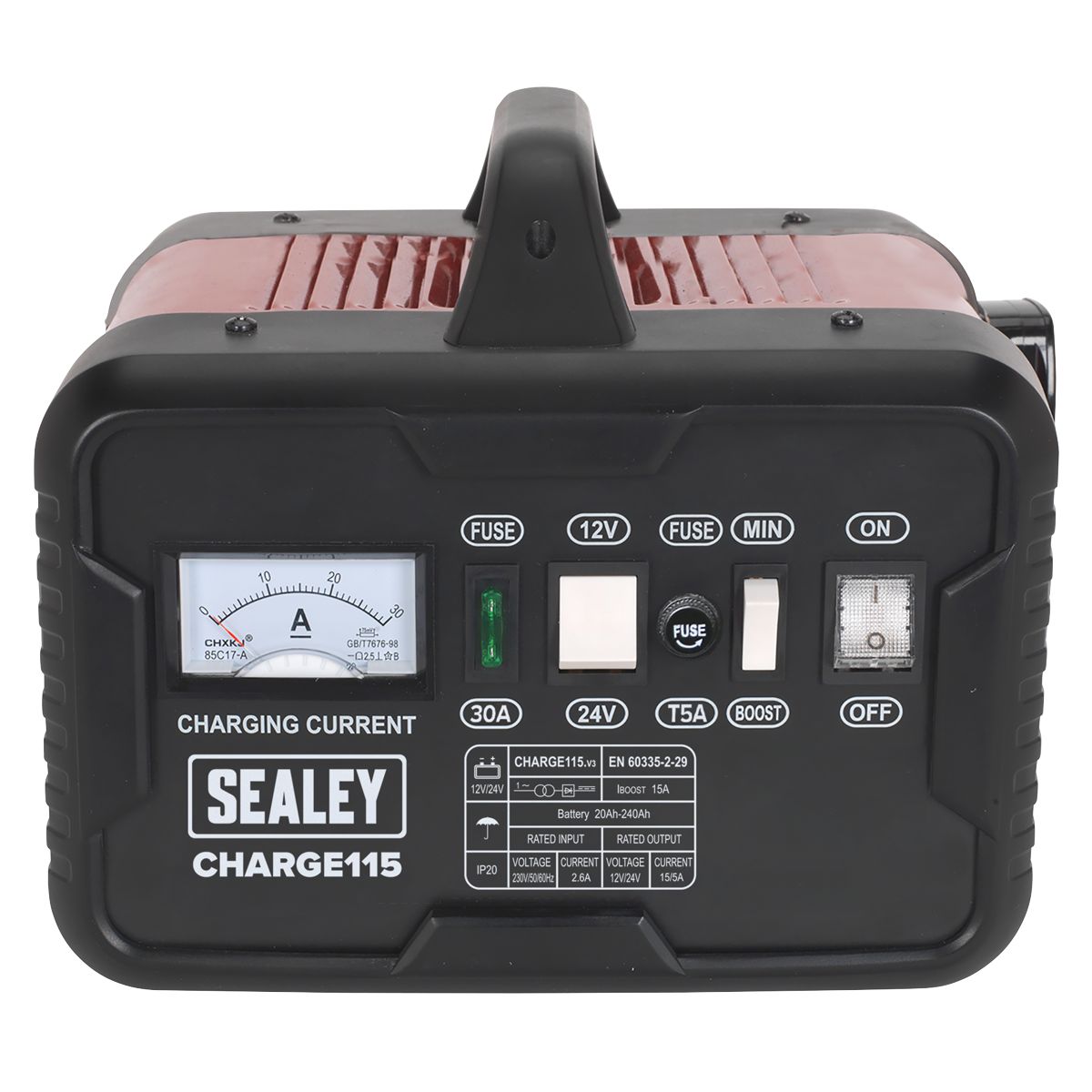 Sealey 12/24V Battery Charger 19A 230V - Image 3
