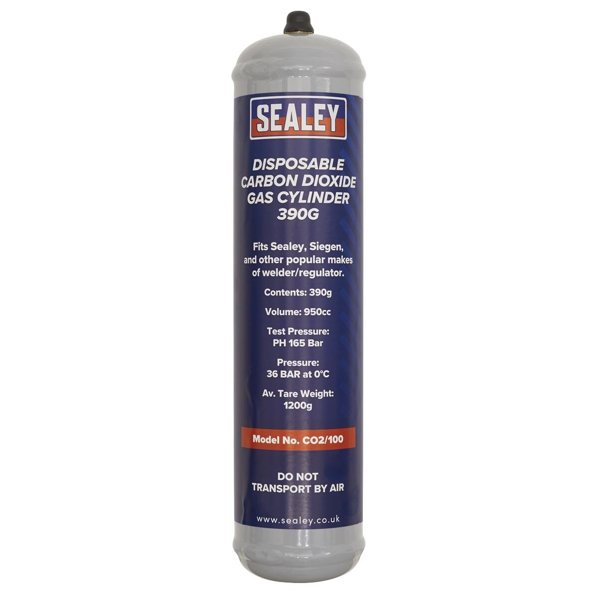 Sealey Disposable Carbon Dioxide Gas Cylinder 390g - Image 2