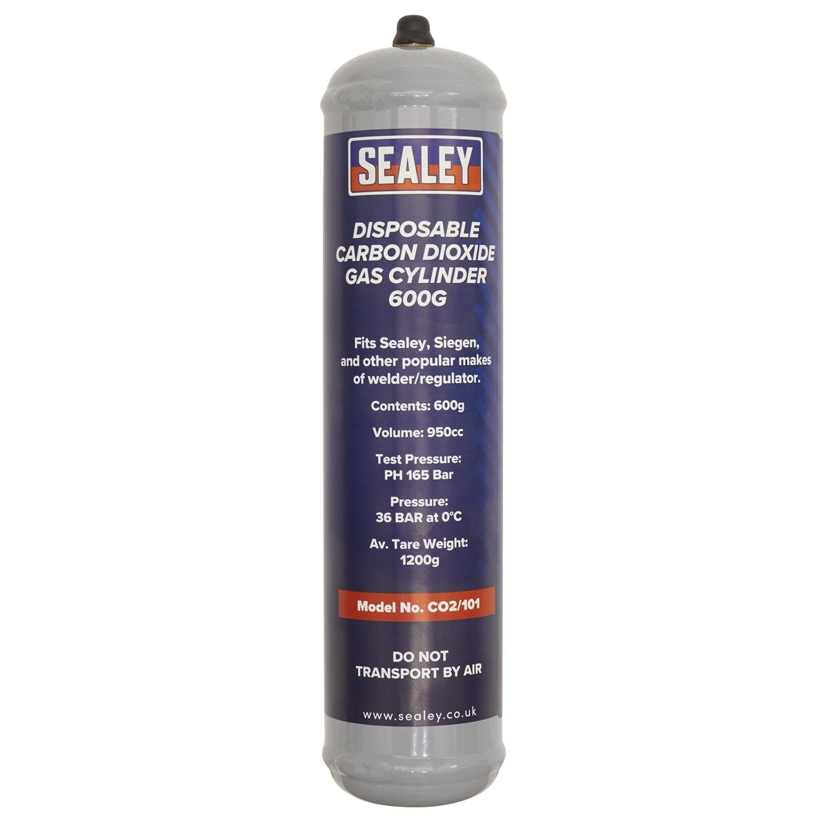 Sealey Disposable Carbon Dioxide Gas Cylinder 600g - Image 2
