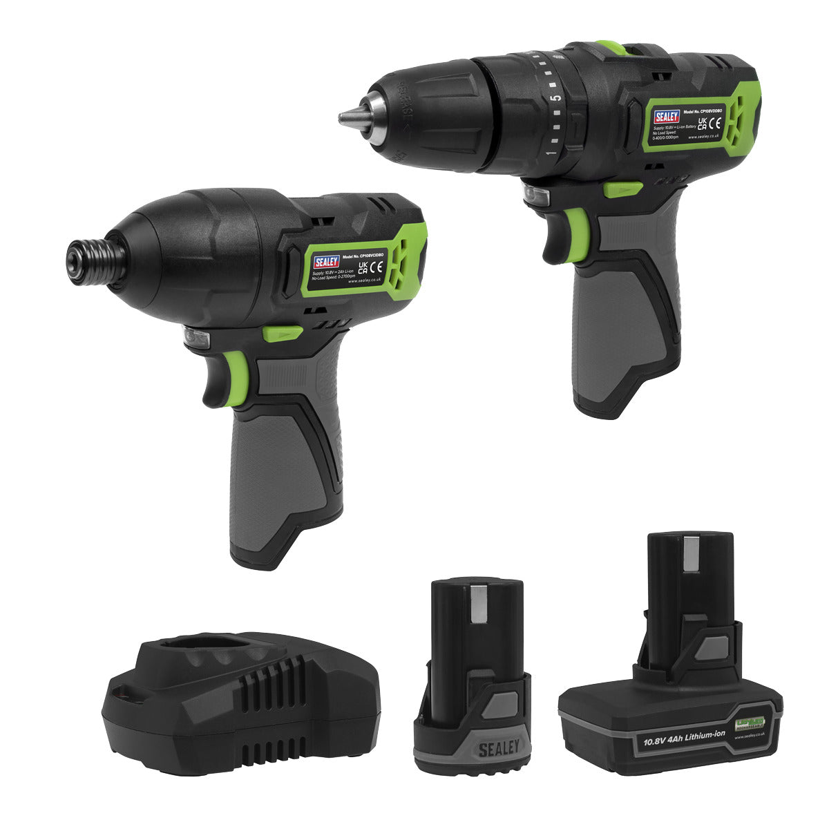 Sealey 2 x SV10.8 Series Cordless Power Tool Kit 10.8V - 2 Batteries CP108VCOMBO3