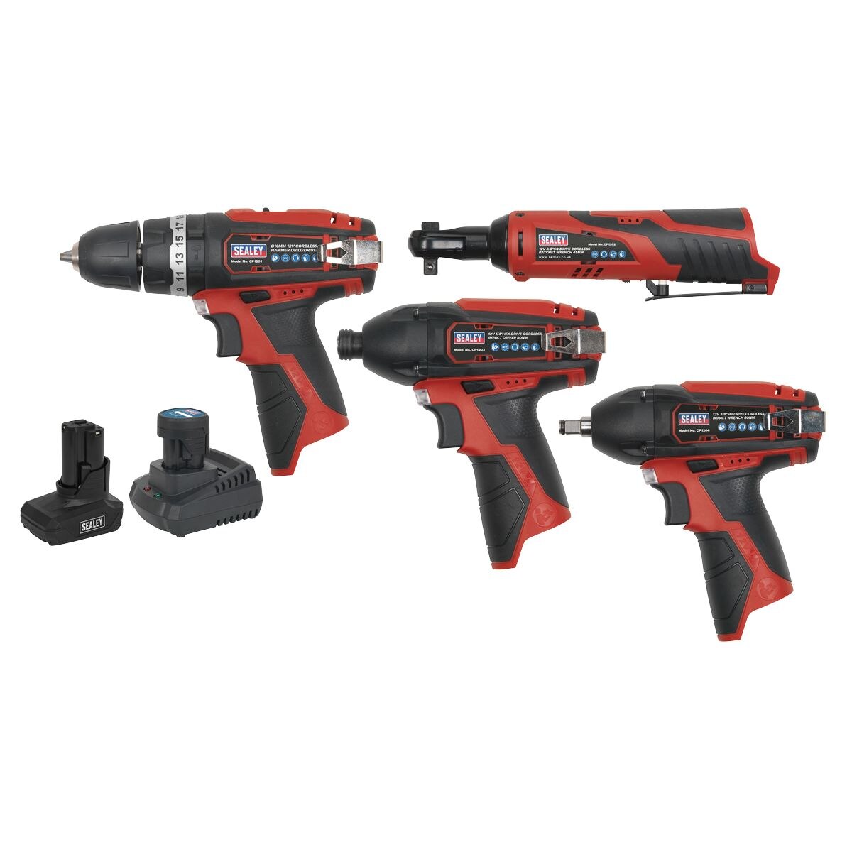 Sealey 4 x SV12 Series Cordless Power Tool Combo Kit 12V - 2 Batteries - Image 4
