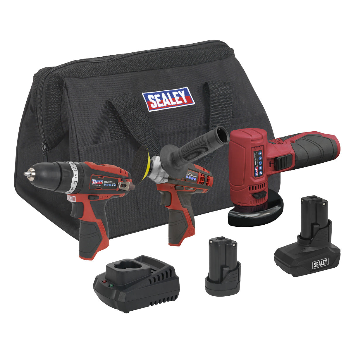 Sealey 3 x SV12 Series Cordless Power Tool Kit 12V - 2 Batteries CP1200COMBO7