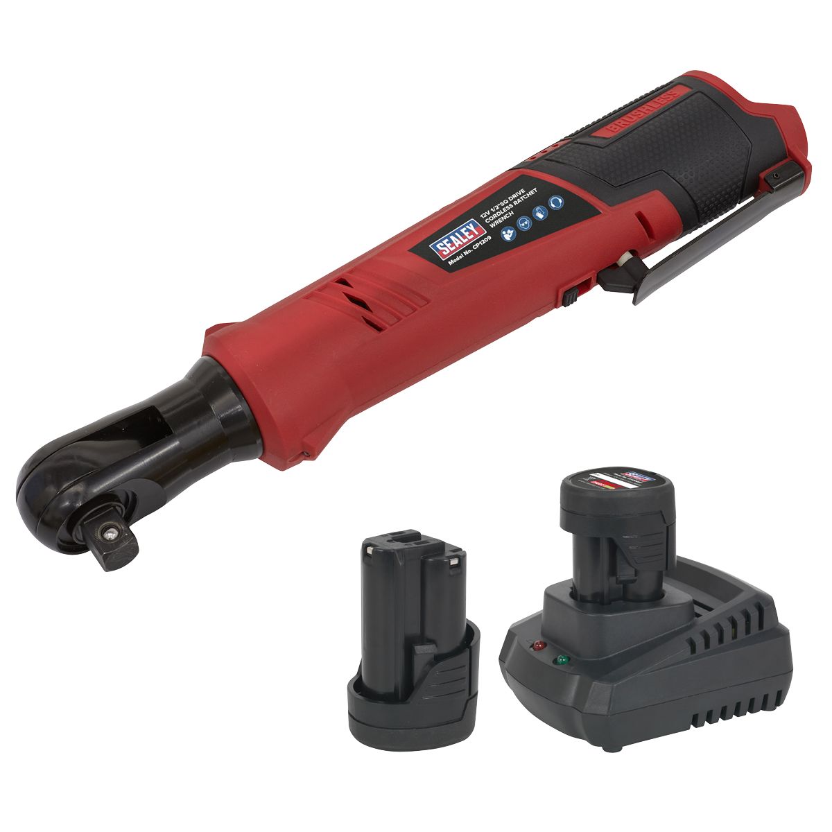 Sealey SV12 Series 1/2"Sq Drive Cordless Ratchet Wrench Kit 12V - 2 Batteries - Image 1