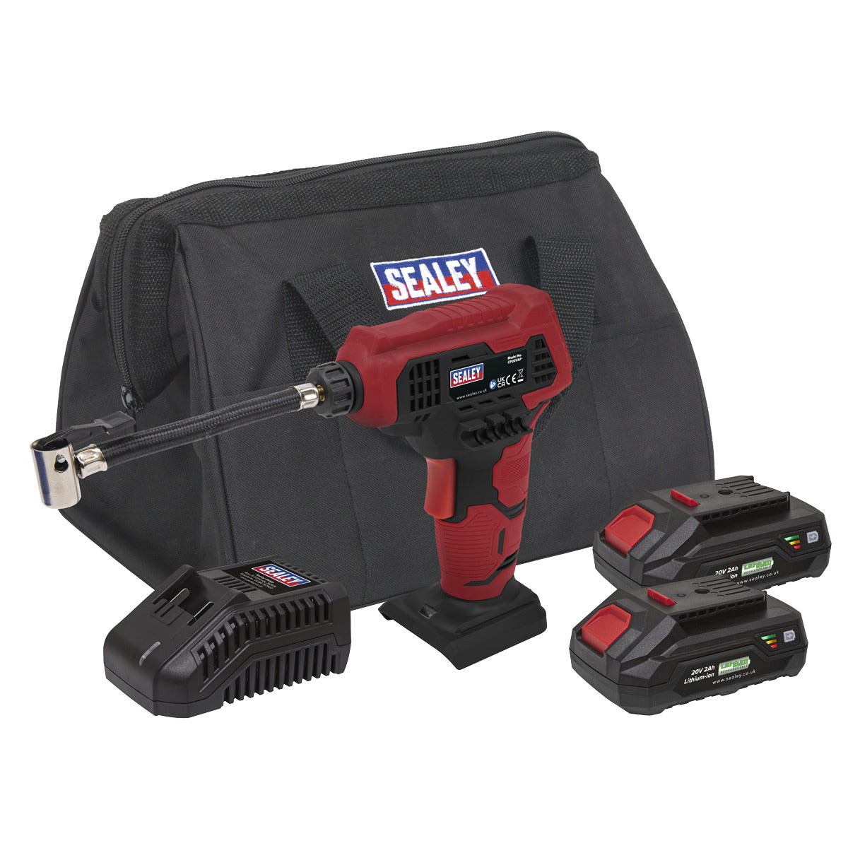 Sealey SV20 Series Cordless Tyre Inflator Kit 20V 2Ah - 2 Batteries CP20VAPKIT