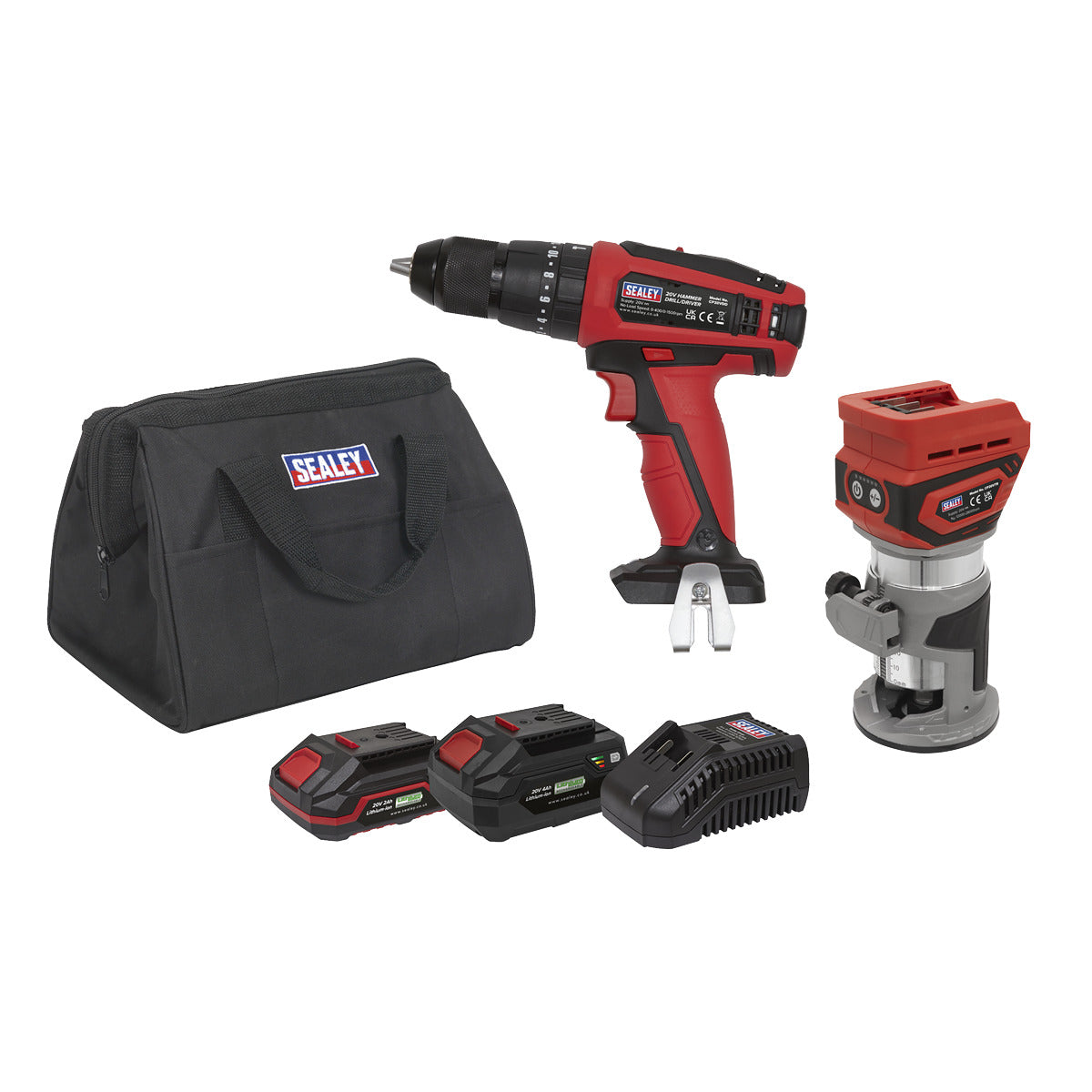 Sealey 2 x SV20 Series Cordless Power Tool Kit 20V - 2 Batteries CP20VCOMBO12