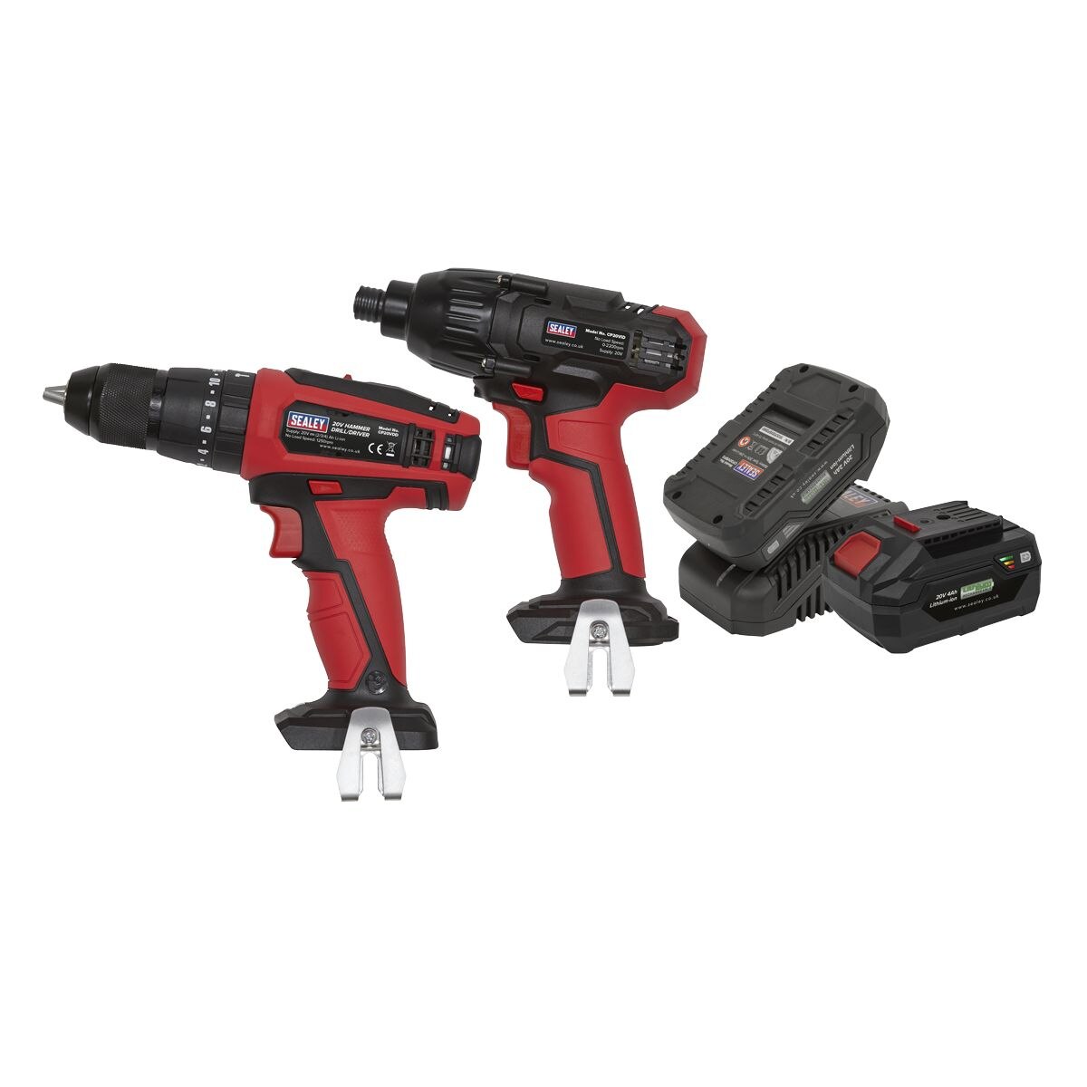 Sealey 2 x SV20 Series Cordless 13mm Combi Drill & 1/4"Hex Drive Impact Driver Combo Kit - Image 10