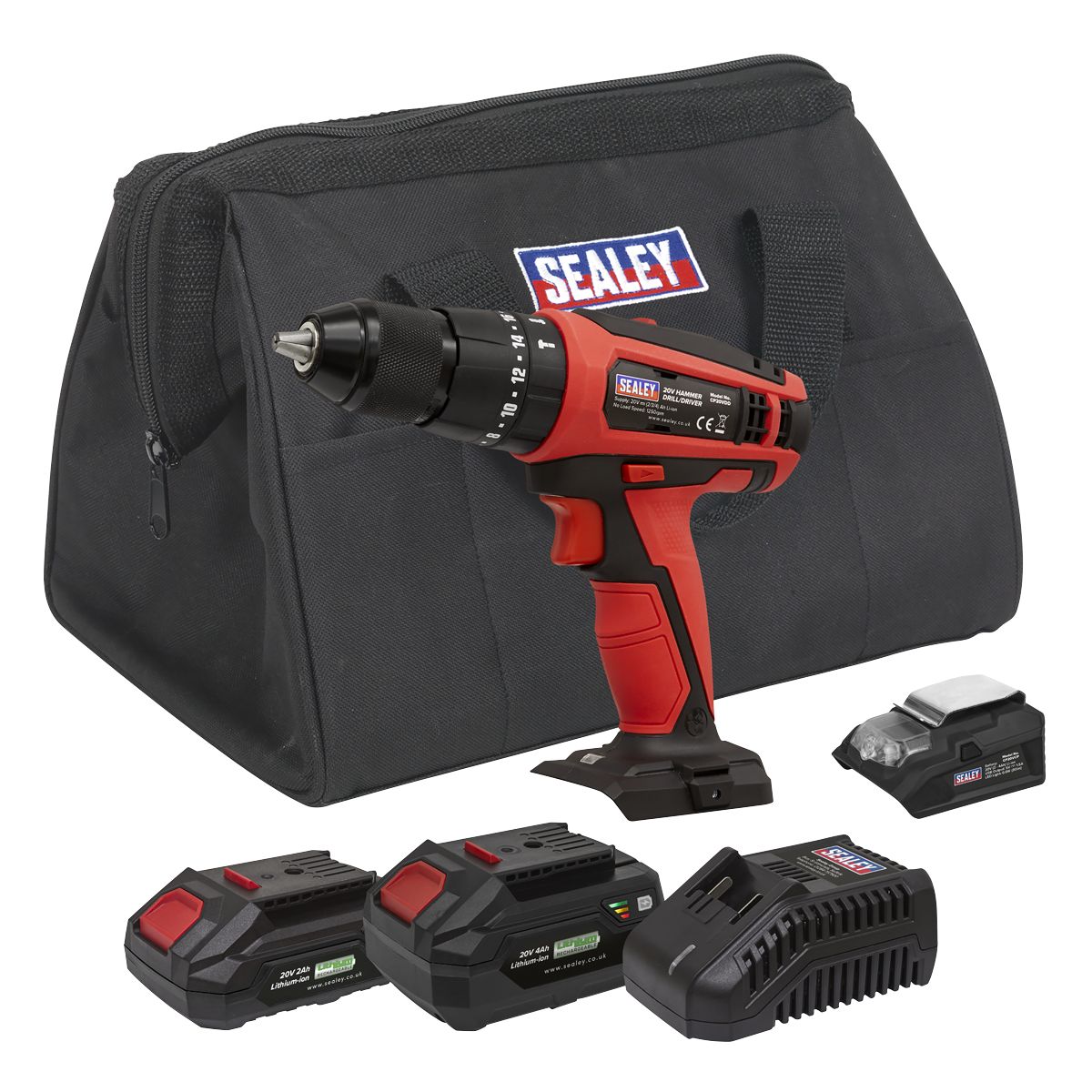 Sealey SV20 Series 13mm Cordless Combi Drill Kit 20V - 2 Batteries - Image 1