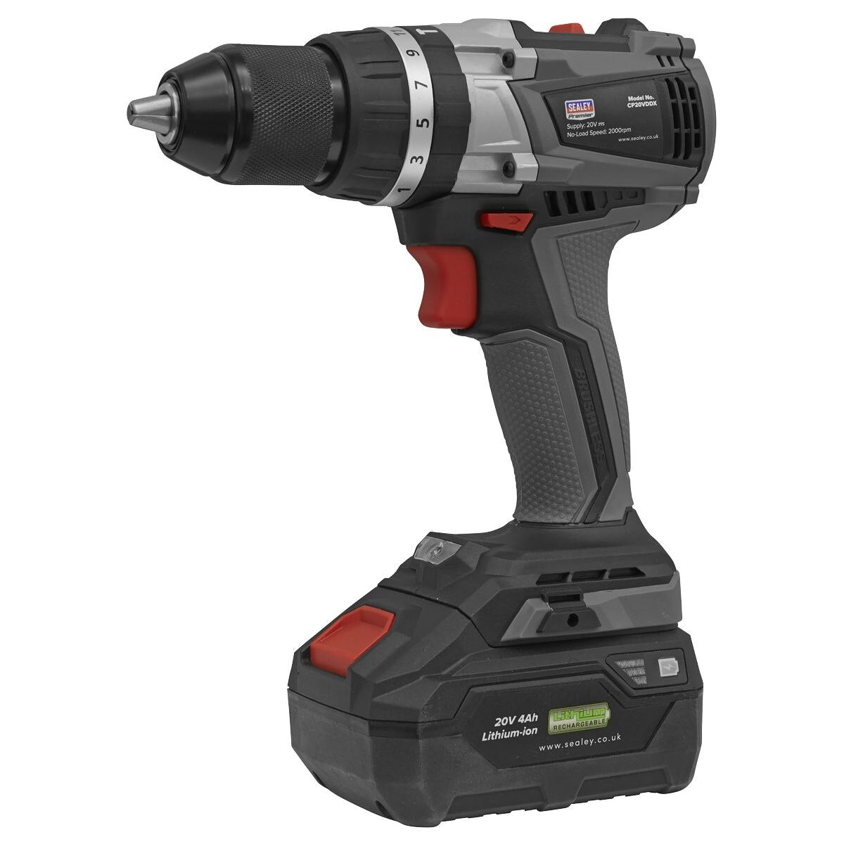 Sealey Premier SV20 Series 13mm Brushless Cordless Combi Drill 20V - Body Only - Image 6