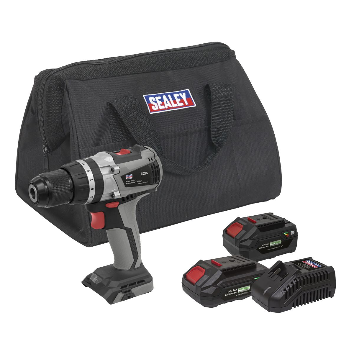 Sealey Premier SV20 Series 13mm Brushless Cordless Combi Drill Kit 20V - 2 Batteries - Image 1