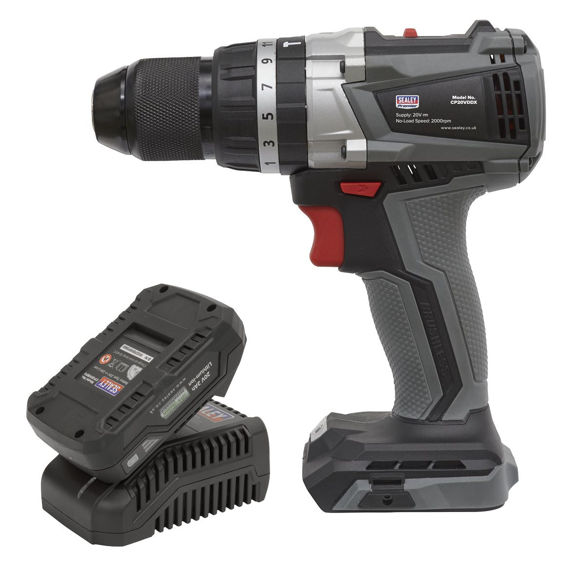 Sealey Premier SV20 Series 13mm Brushless Cordless Combi Drill Kit 20V 2Ah - Image 3