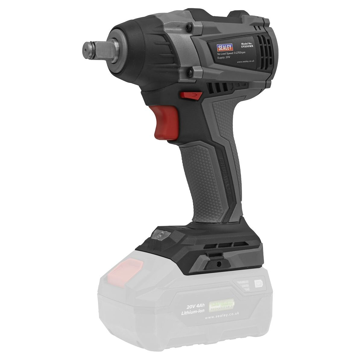 Sealey Premier SV20 Series 1/2"Sq Drive Brushless Cordless Impact Wrench Kit 20V 4Ah - Image 4