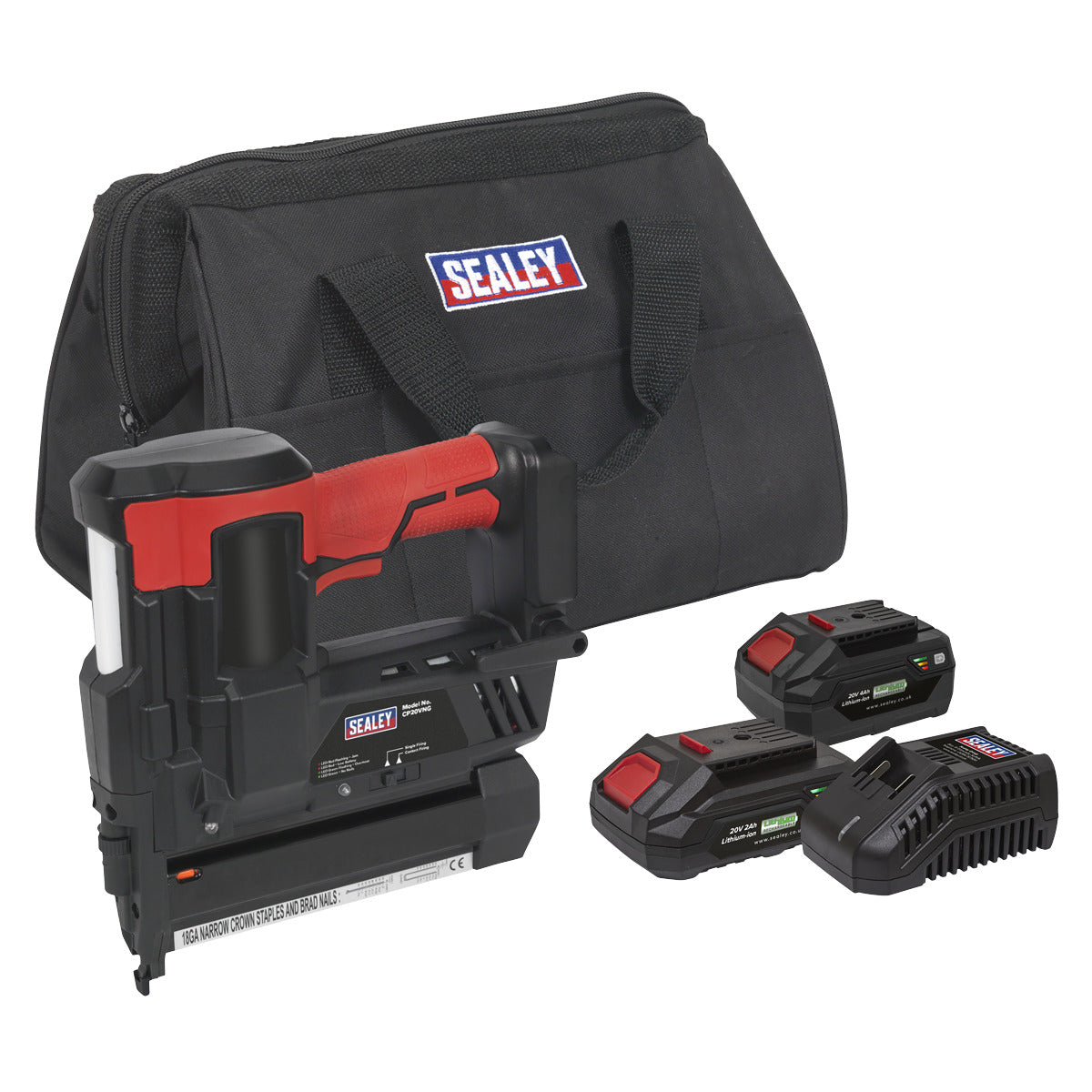 Sealey SV20 Series Cordless Nail/Staple Gun Kit 18G 20V - 2 Batteries CP20VNGKIT