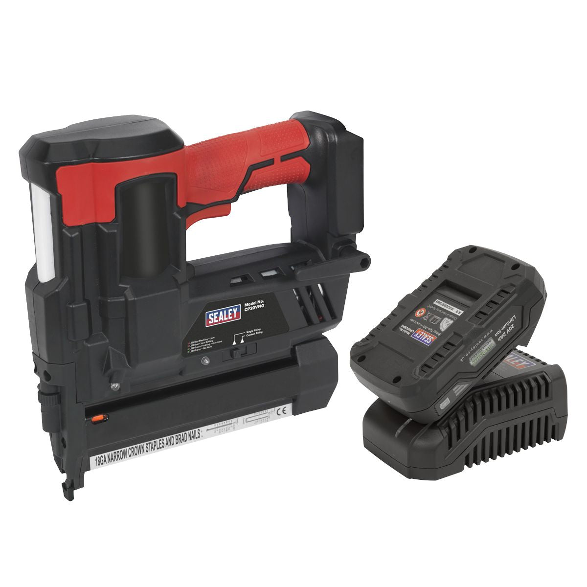 Sealey SV20 Series Cordless Staple/Nail Gun Kit 18G 20V 2Ah - Image 6