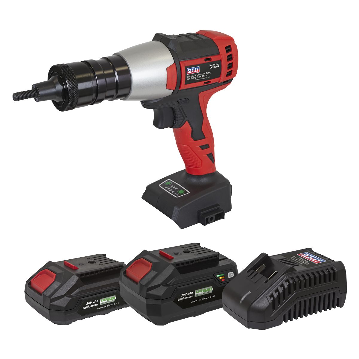 Sealey SV20 Series Brushless Cordless Nut Riveter 20V - 2 Batteries - Image 3