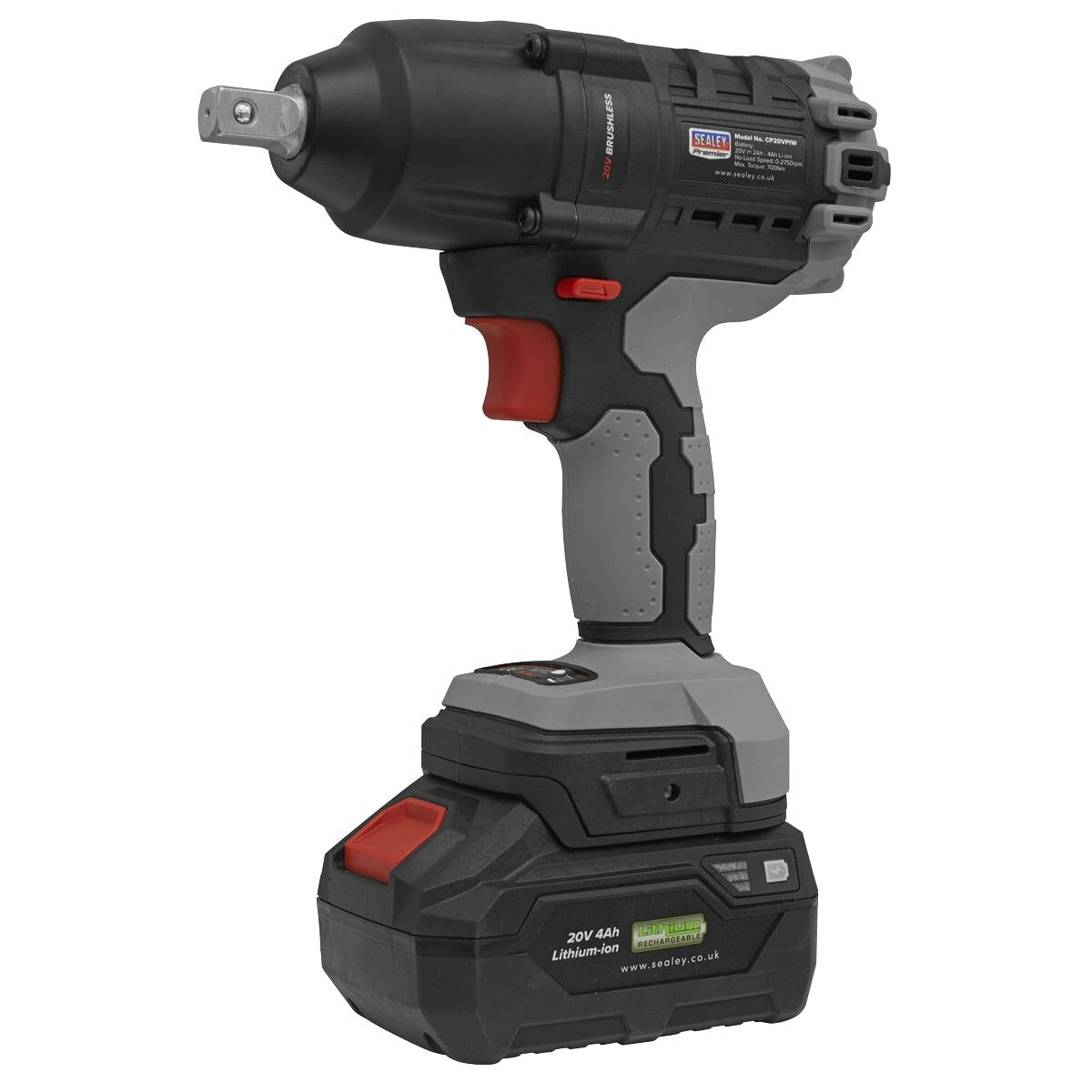 Sealey Premier SV20 Series 1/2"Sq Drive Brushless Cordless Impact Wrench Kit 20V 4Ah - Image 8
