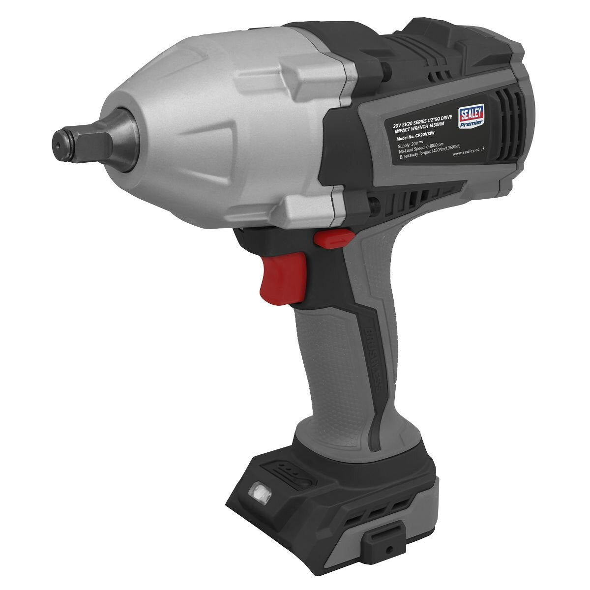 Sealey Premier SV20 Series 1/2"Sq Drive Brushless Cordless Impact Wrench 20V - Body Only - Image 7