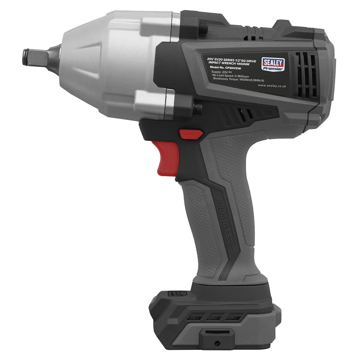 Sealey Premier SV20 Series 1/2"Sq Drive Brushless Cordless Impact Wrench 20V - Body Only - Image 9