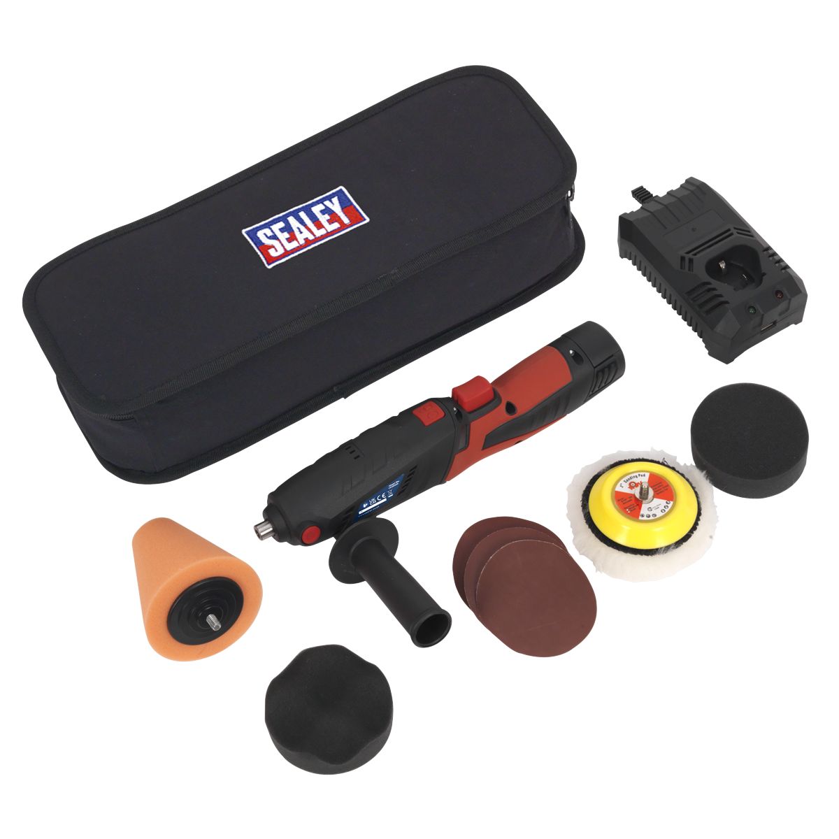 Sealey Cordless Mini Sander/Polisher Kit 75mm 12V - Image 1