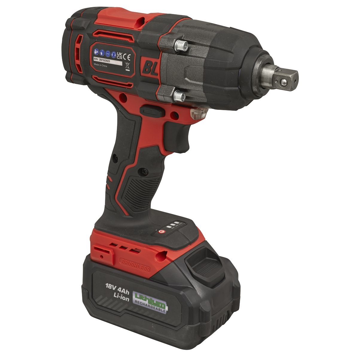 Sealey 1/2"Sq Drive Cordless Brushless Impact Wrench 18V 4Ah - Image 3