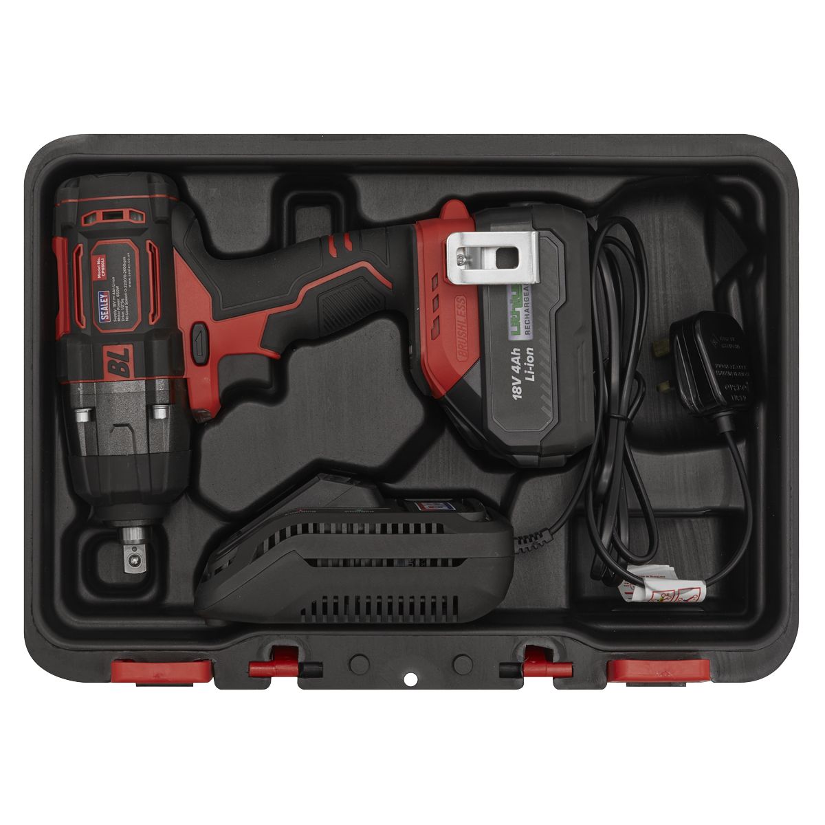 Sealey 1/2"Sq Drive Cordless Brushless Impact Wrench 18V 4Ah - Image 7