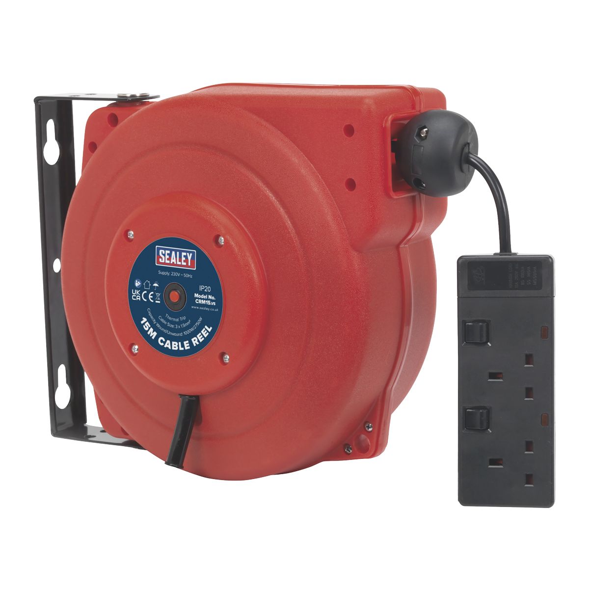 Sealey 15m Retractable Cable Reel System 2 x 230V - Image 3