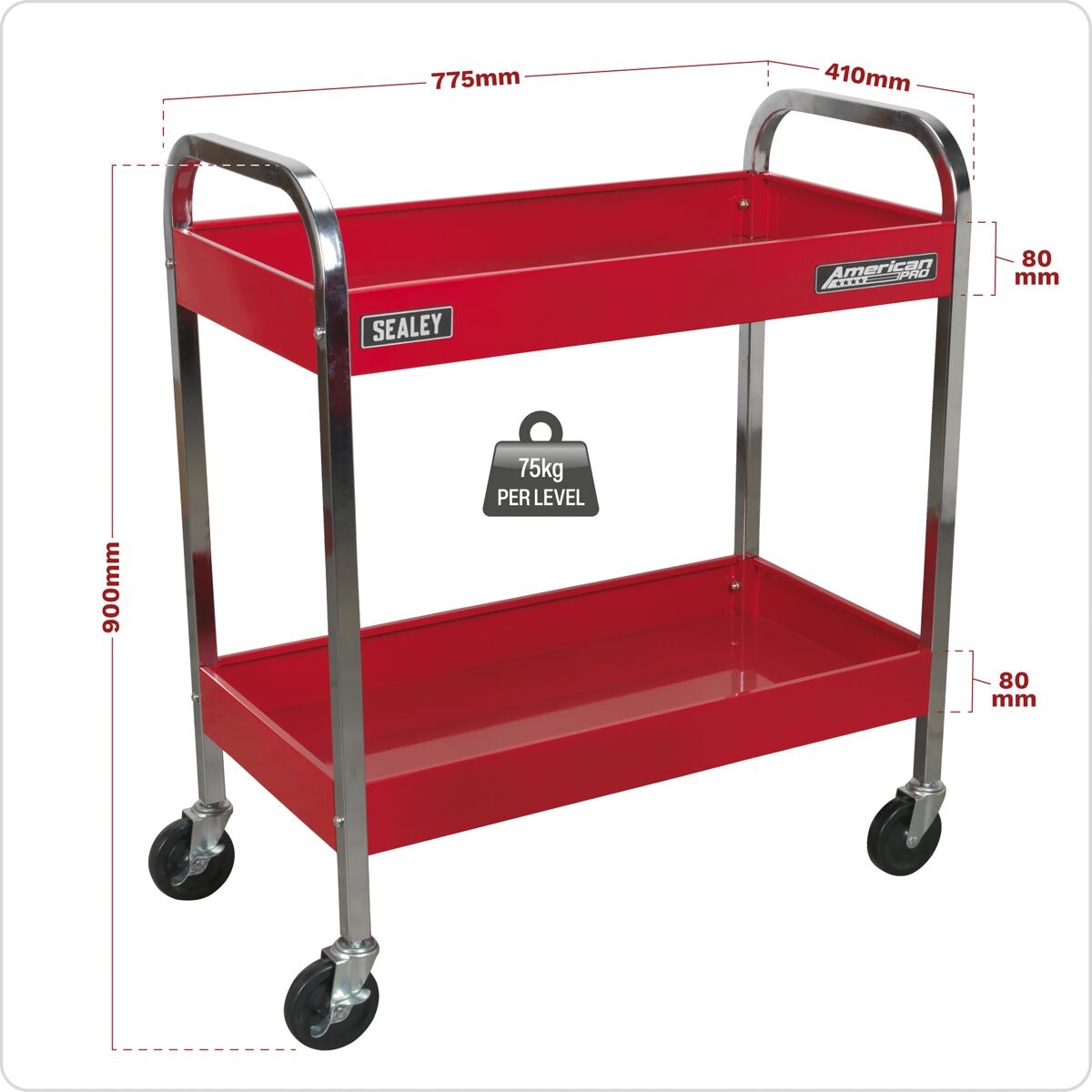 Sealey American PRO Heavy-Duty Trolley 2-Level - Image 2
