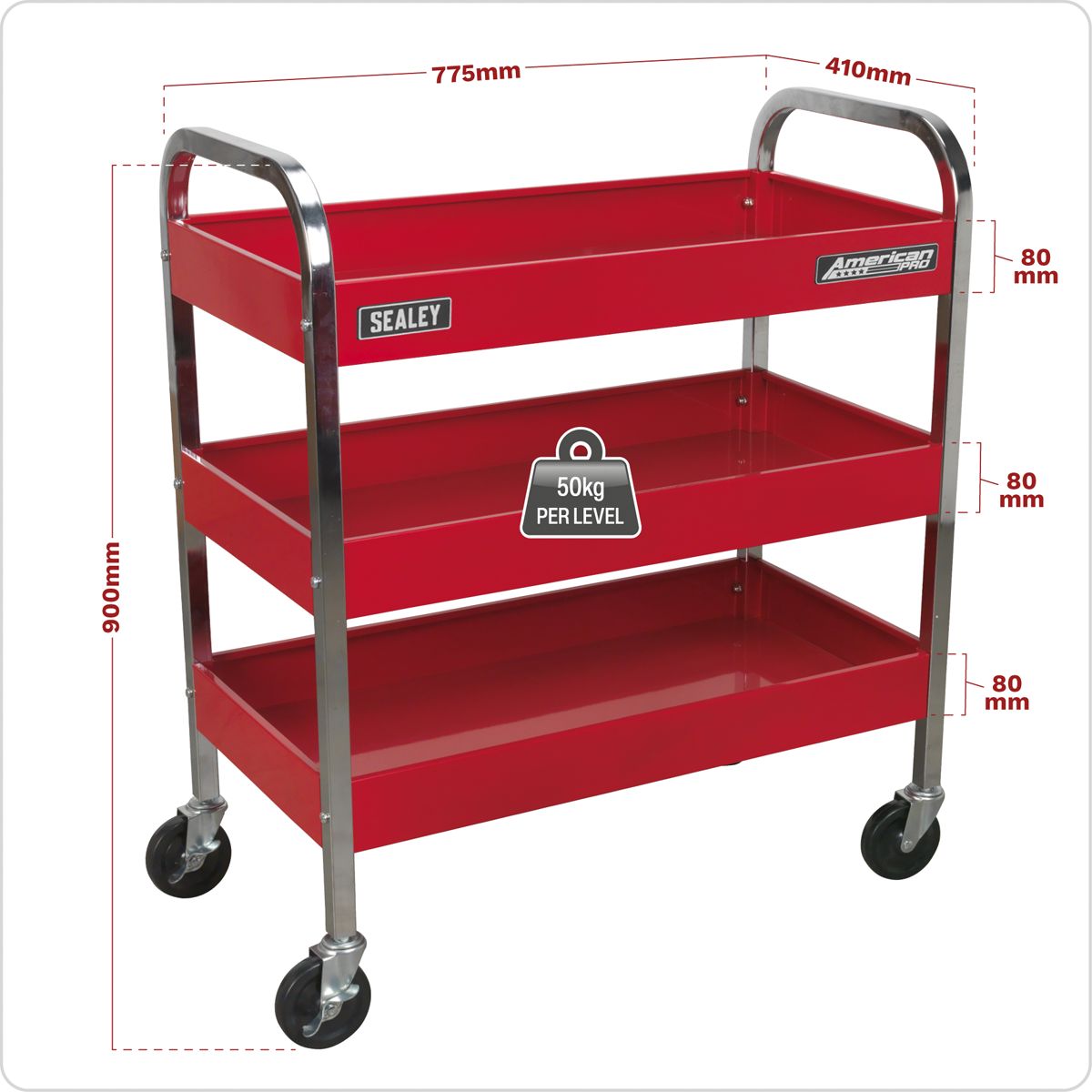 Sealey American PRO Heavy-Duty Trolley 3-Level - Image 2