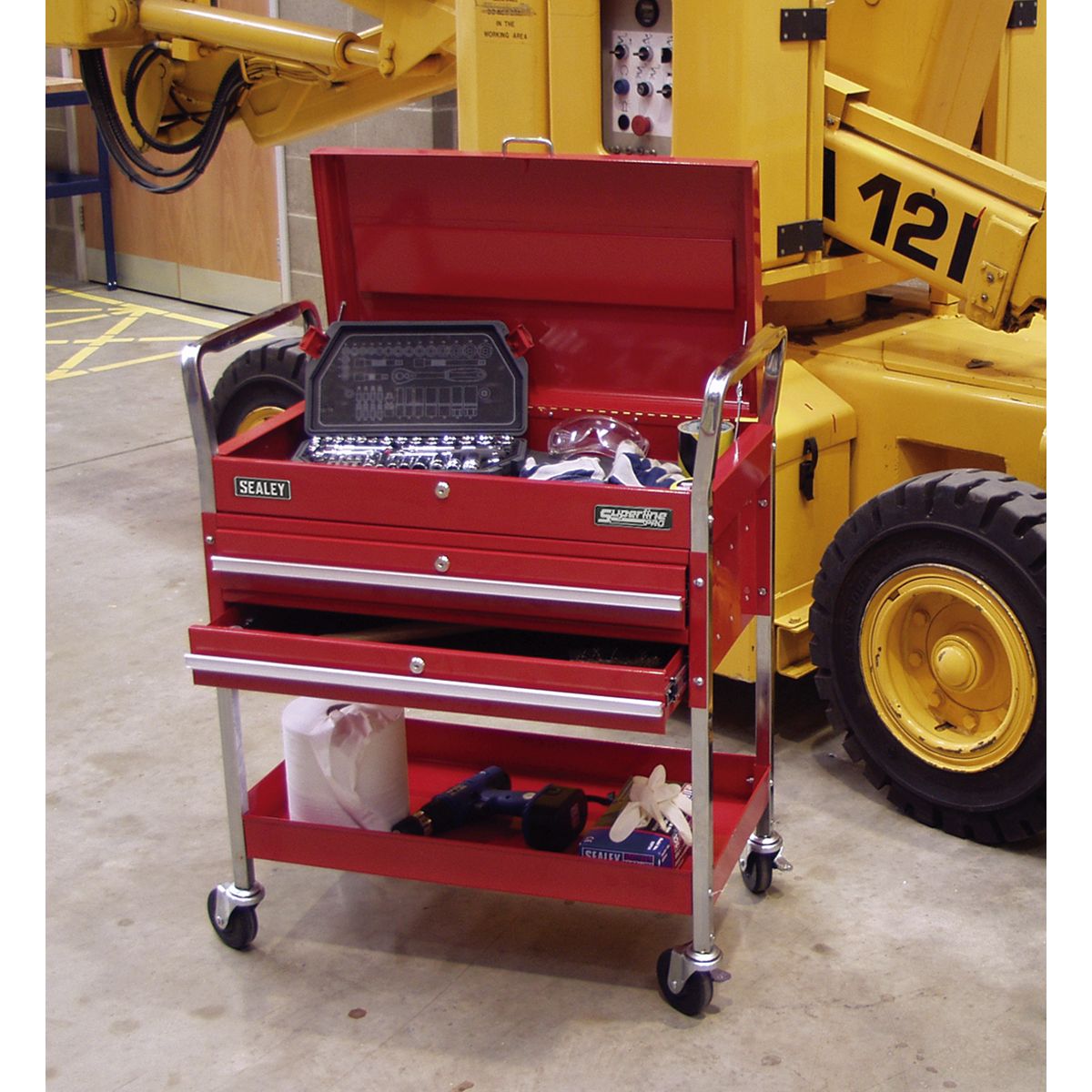 Sealey Superline PRO Heavy-Duty Trolley with Lockable Top & 2 Drawers 2-Level - Image 2