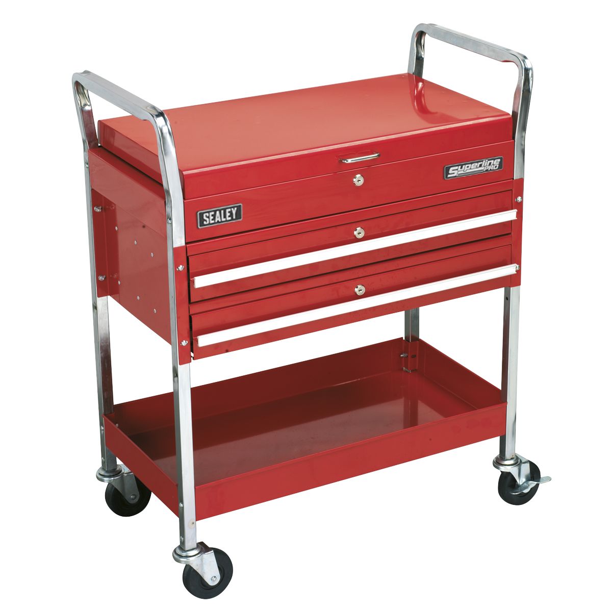 Sealey Superline PRO Heavy-Duty Trolley with Lockable Top & 2 Drawers 2-Level - Image 4