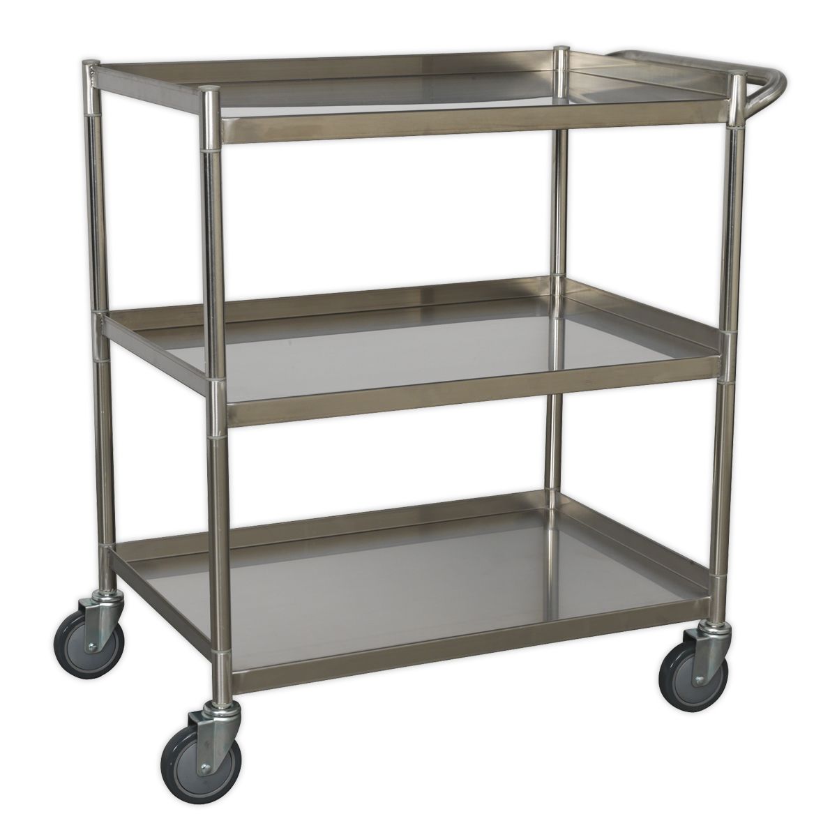 Sealey Premier Stainless Steel Workshop Trolley 3-Level - Image 1