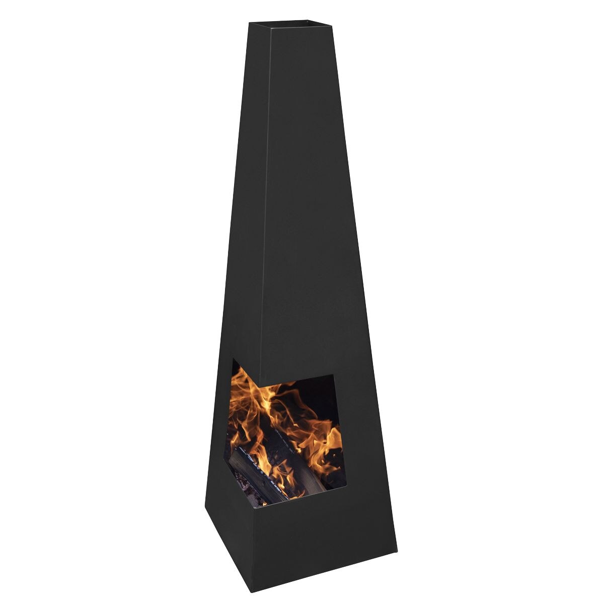 Dellonda Chiminea, Wood Burner, Heater for Outdoors W45cm x H150cm - Black Steel - Image 2