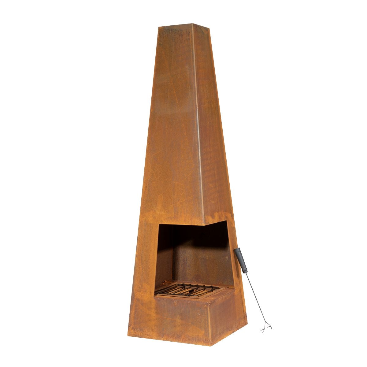 Dellonda Chiminea, Wood Burner, Heater for Outdoors W45cm x H150cm, Corten Steel - Image 1