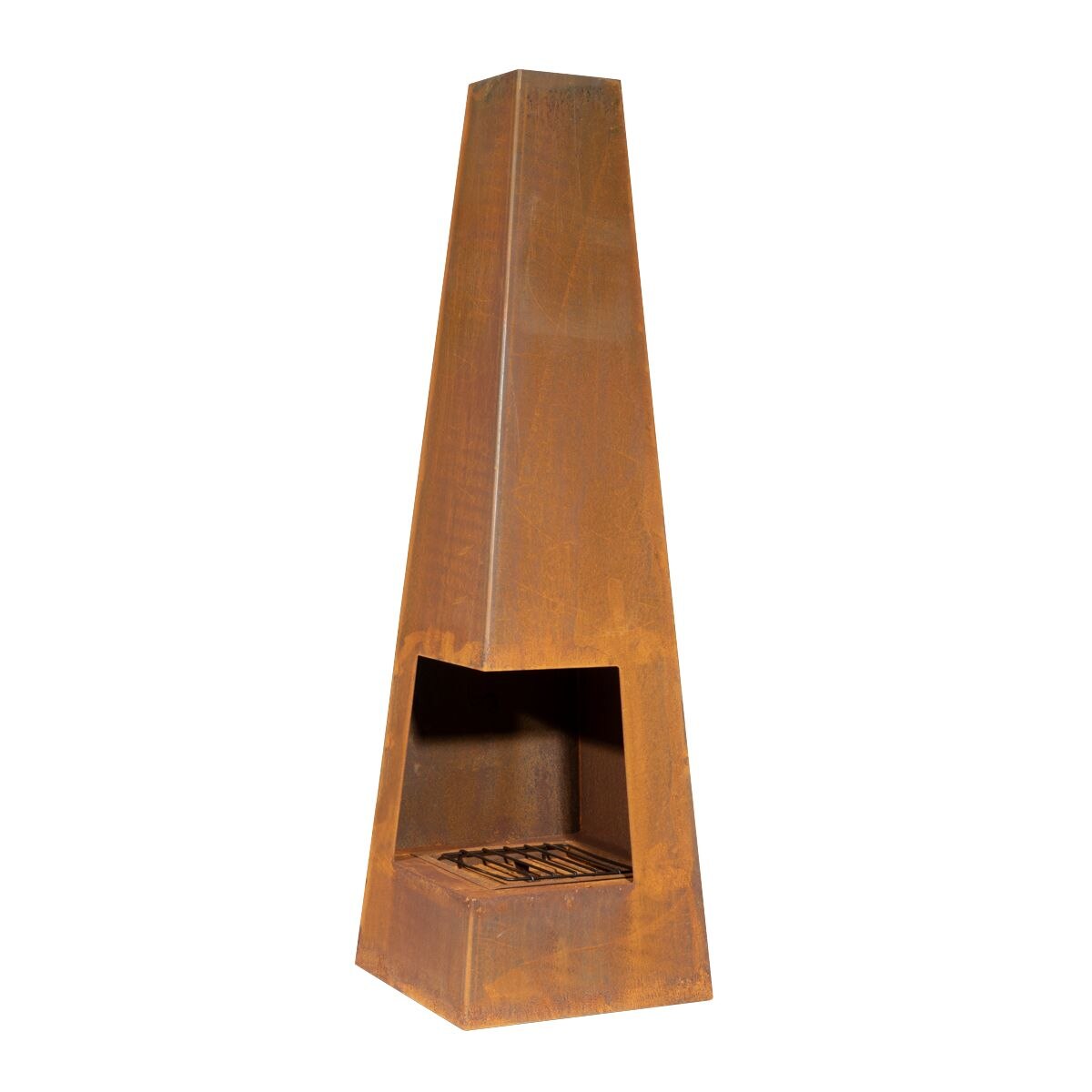 Dellonda Chiminea, Wood Burner, Heater for Outdoors W45cm x H150cm, Corten Steel - Image 2
