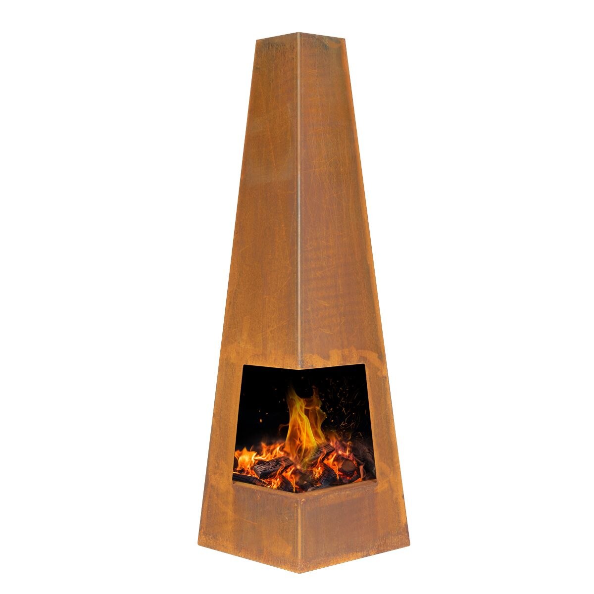 Dellonda Chiminea, Wood Burner, Heater for Outdoors W45cm x H150cm, Corten Steel - Image 4