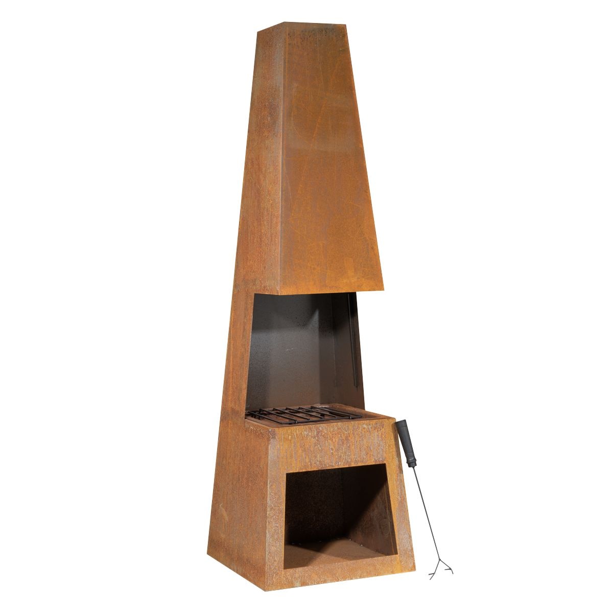 Dellonda Outdoor Chiminea Fireplace Heater Firewood Storage - Corten Steel - Image 1
