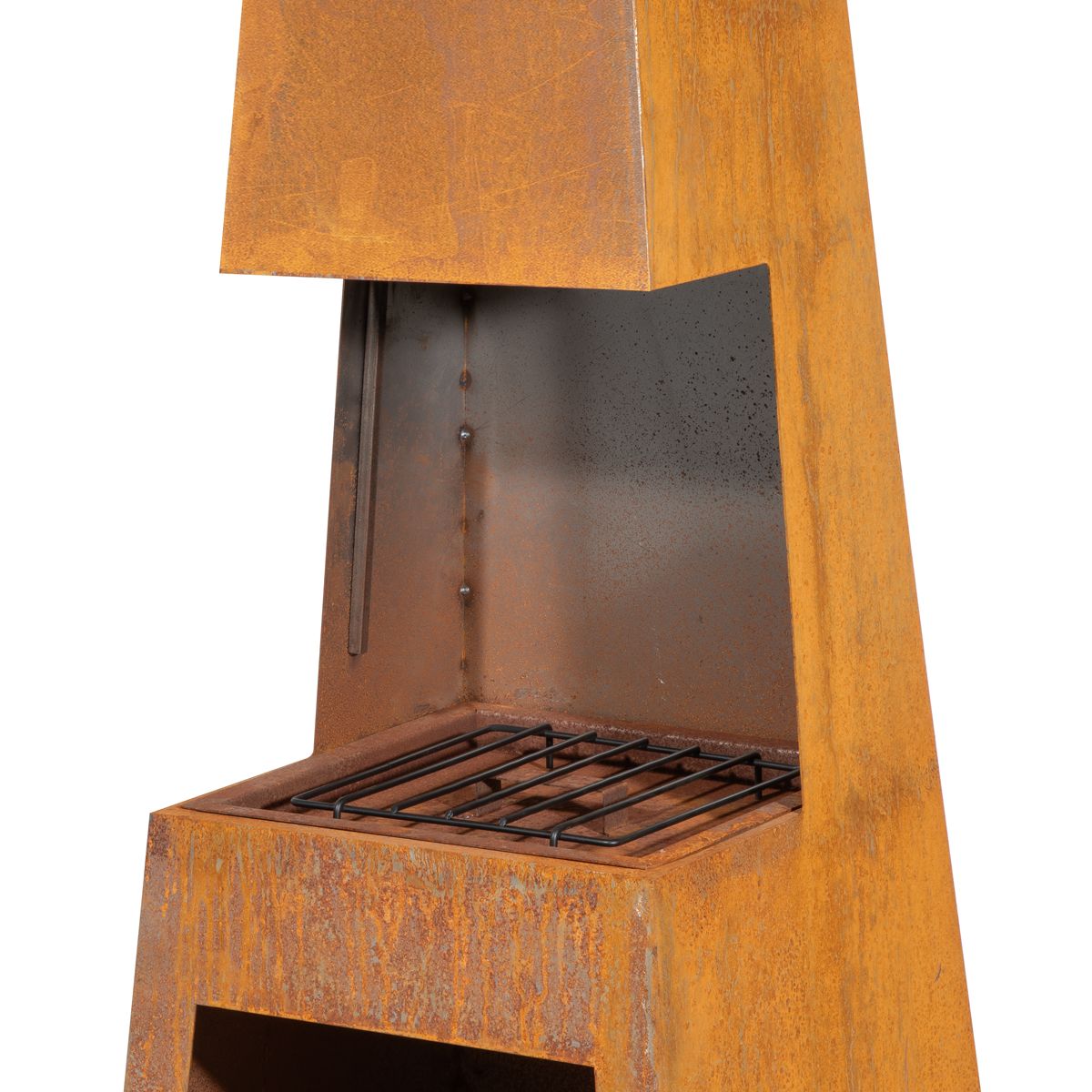 Dellonda Outdoor Chiminea Fireplace Heater Firewood Storage - Corten Steel - Image 3