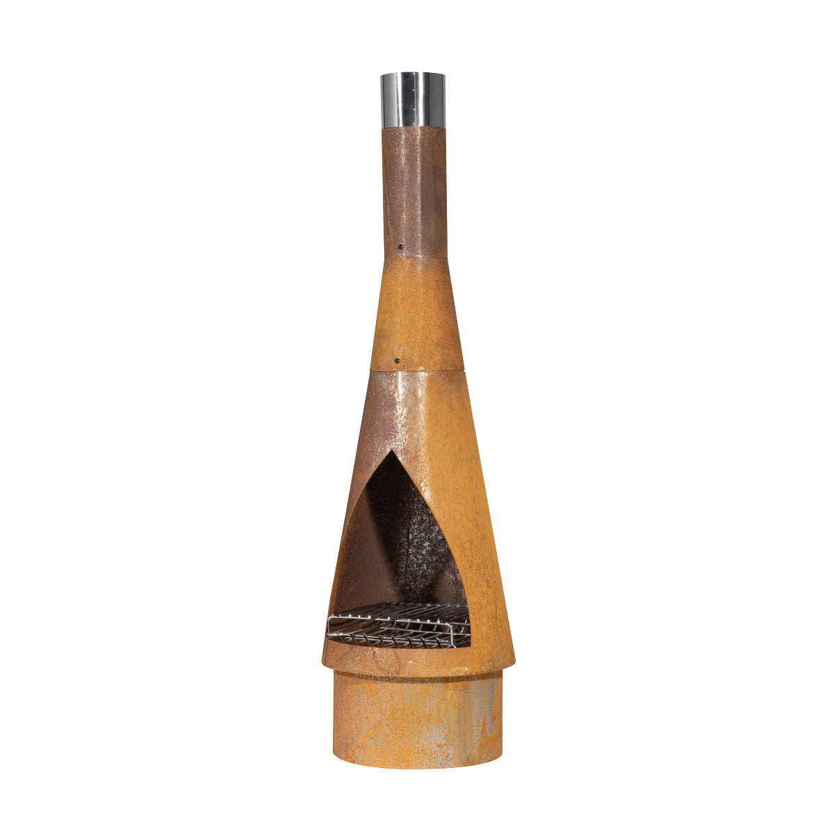 Dellonda Outdoor/Garden/Patio Conical Chiminea, Fireplace, Fire Pit, Heater, H127cm - Corten Steel DG110