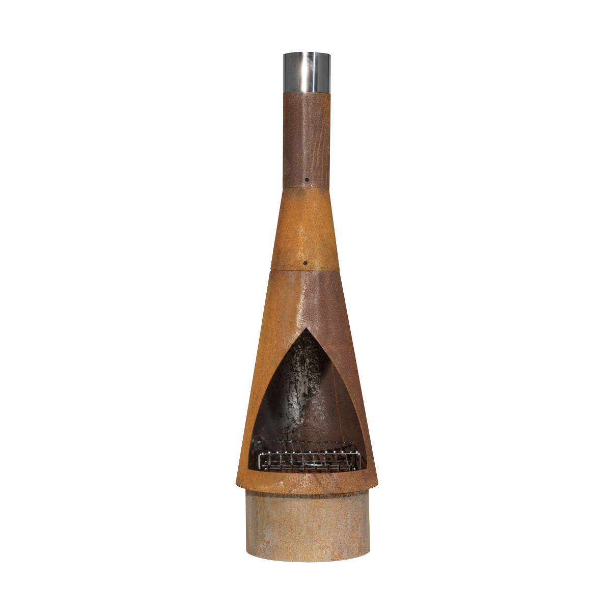 Dellonda Outdoor/Garden/Patio Conical Chiminea, Fireplace, Fire Pit, Heater, H127cm - Corten Steel DG110
